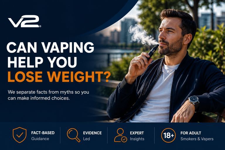 Can Vaping Help You Lose Weight? – V2 UK V2 UK guide examining whether vaping can help with weight loss, explaining the role of nicotine, appetite and the evidence behind the claim.