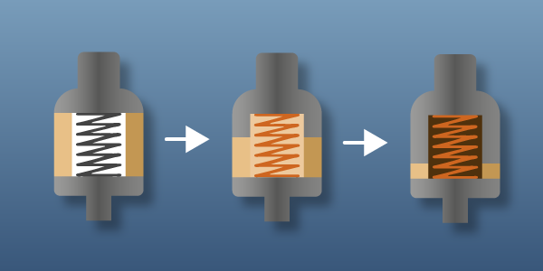 Different Stages of a Coil From New to Burnt