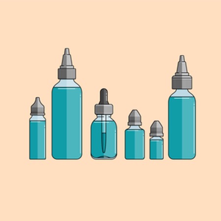 e-liquid bottles in different sizes