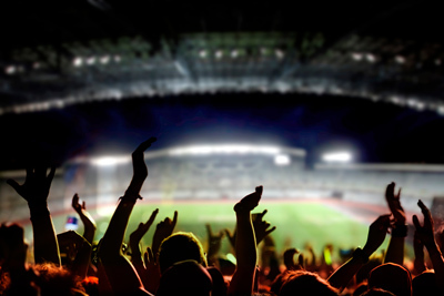 Fans Cheering at a Sports Stadium