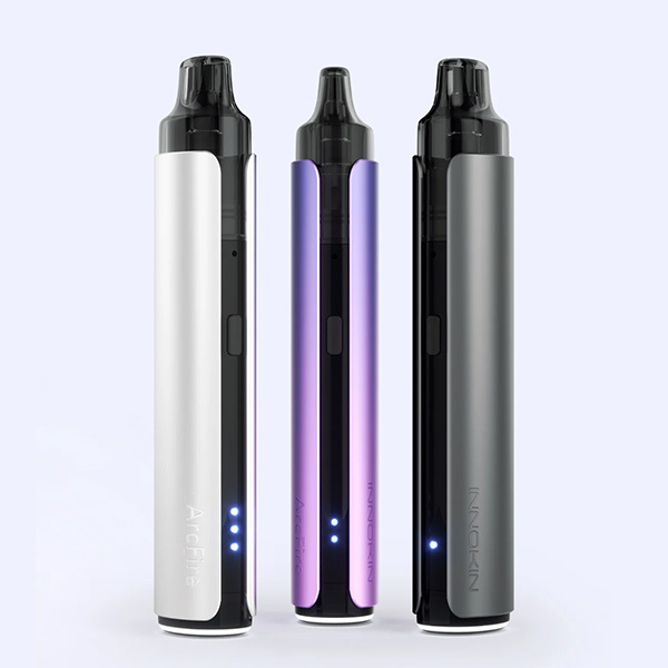 Three Innokin Arcfire Pod Vape Kits on a pale blue background