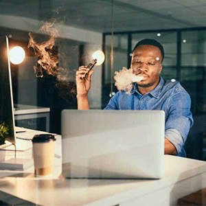 Man Vaping With Nicotine