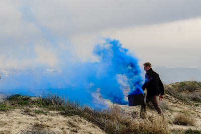 Man walking with vapour