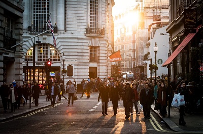 Street Full of People Walking in Central London