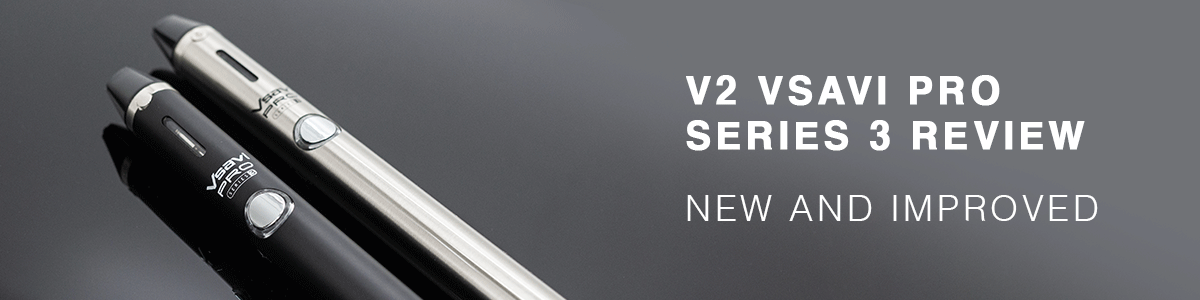 Two V2 Vsavi Pro Series 3 Vape Pens Laid Flat on a Surface