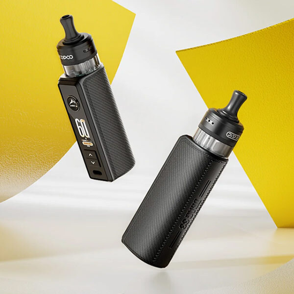 Two Voopoo Drag S3 Vape Devices floating against a yellow and white background
